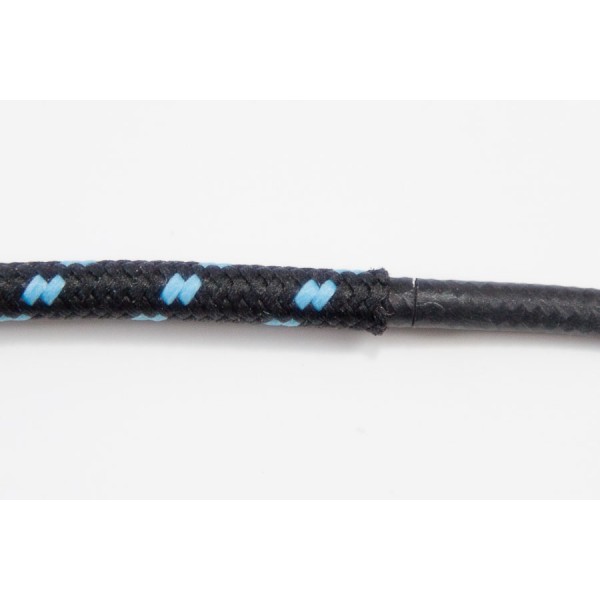 Opletený kábel 2,5mm (čierny kábel - čierny / svetlo modrý oplet)