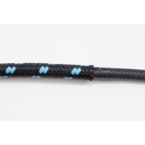 Opletený kábel 2,5mm (čierny kábel - čierny / svetlo modrý oplet)