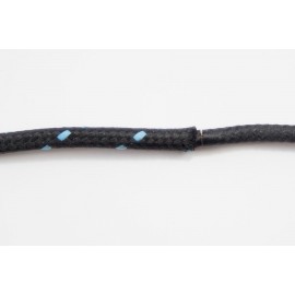 Opletený kábel 1,5mm (čierny kábel - čierny / svetlo modrý oplet)