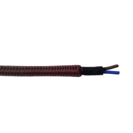 opletený kábel 2x0,5mm (čierny kábel - hnedý oplet)