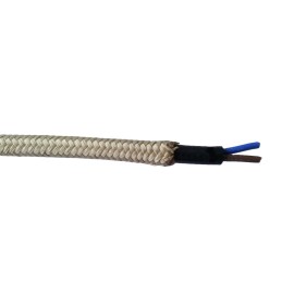 Opletený kábel 2x0,5mm (čierny kábel - béžový oplet)
