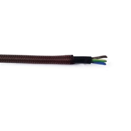 Opletený kábel 3x0,5mm (čierny kábel - hnedý oplet)
