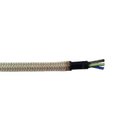 Opletený kábel 3x0,5mm (čierny kábel - béžový oplet)